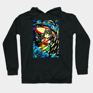 Stained Glass Glowing Fish Girl Hoodie